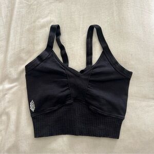 Free People Movement Good Karma Scoop Neck Sports Bra Acid Washed Black XS/S